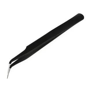High precision black curved tip stainless steel tweezers for DIY jewelry making and crafts