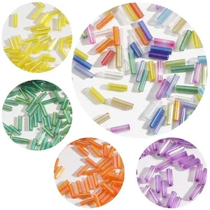 Mixed color 2x7mm glass bugle beads for DIY jewelry making and embroidery projects