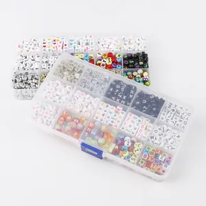 15-vaks opbergdoos met diverse acryl alfabet- en cijferkralen voor DIY sieraden maken