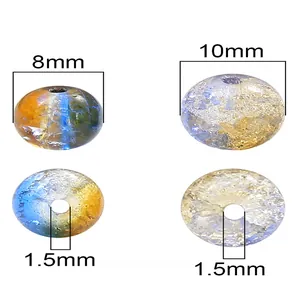 Perles en verre craquelé multicolores de 8 mm et 10 mm pour la création de bijoux