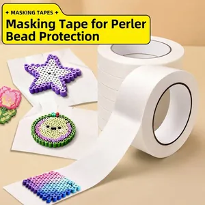 White Crepe Paper Masking Tape For Perler Beads DIY Craft Painting Seamless Adhesive Tape Hand Tearable Drafting Tape