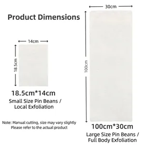 Detailed size guide for white heat-resistant polyester scrub towels in two sizes