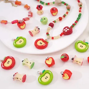 Lot de pendentifs pommes en résine pour la création de bijoux DIY et accessoires
