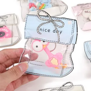 Cute cartoon mini transparent self-sealing storage bag for badges and accessories
