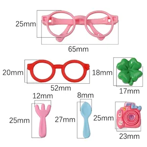 Assorted colorful cartoon resin charms for DIY including miniature glasses and camera with sizes