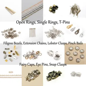 DIY Jewelry Making Materials Set Metal Open Jump Rings Lobster Clasps Eye Pins Head Pins Ribbon Ends Extender Chains Craft Findings For Necklace Bracelet Earrings