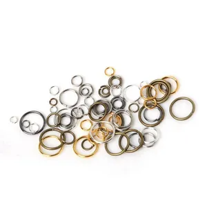 Assorted metal open jump rings for DIY jewelry making in various sizes and colors