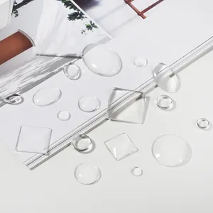 Transparent Glass Cabochons Round Square Oval Flat Back Clear Dome For DIY Jewelry Making Bracelet Pendant Accessories