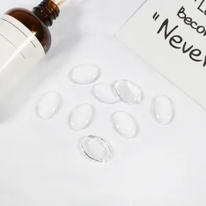 Set of seven clear oval glass cabochons for DIY handmade jewelry and craft making