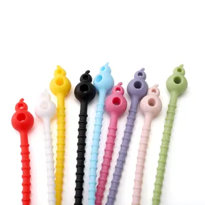 Multi-colored silicone double-hole gourd ties for DIY keychains and bag charm accessories