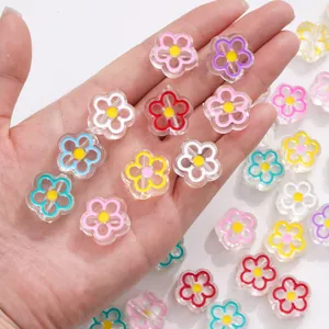 Cuentas de flores de acrílico coloridas para joyería DIY y accesorios hechos a mano
