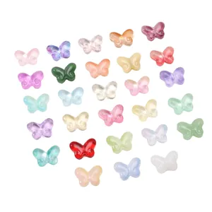 Perles papillon en verre transparentes colorées 10x14mm pour la création de bijoux
