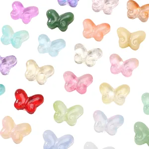 Perles papillon transparentes colorées de 10x14mm pour la création de bijoux DIY