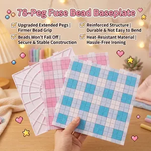 Large High Temperature Resistant Fuse Bead Pegboard For DIY Pixel Art Creative Grid Lined Square Interlocking Pegboards For Kids Adults