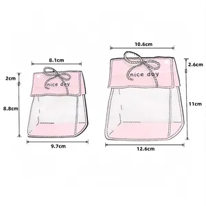 Detailed dimensions of cute pink transparent mini storage bag for pins and accessories