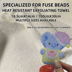 Heat-resistant white polyester scrub towel for Perler beads craft, multiple sizes available