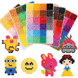 2.6mm DIY fuse beads kit with multi-color organizer box and creative melting bead art samples