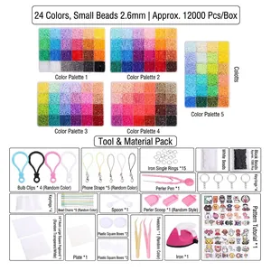 Comprehensive 2.6mm fuse beads kit with 12000 beads and crafting tools