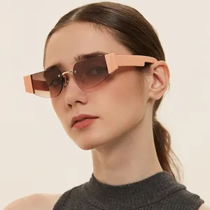 Randlose Katzenaugen Sonnenbrille Für Damen Vintage Polycarbonat Acryl UV400 Schutz Farbverlauf Mode Trendige Brille Schmuck