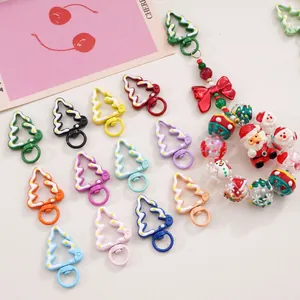 Colorful Christmas tree-shaped lobster clasps for DIY keychain making