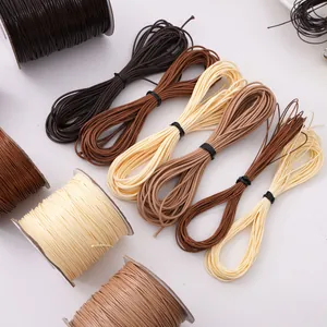 Variety of earth-toned Korean wax cords and faux leather strings for DIY jewelry making