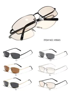 Futuristic Y2K metal square sunglasses in six stylish color variants for men and women