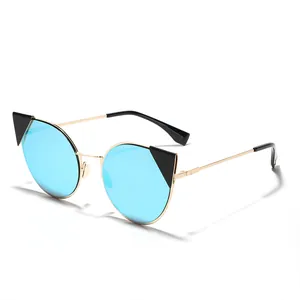 Vintage Metal Cat Eye Sunglasses For Women Men Retro Colorful Reflective Mirror Lens Small Frame Eyewear UV400 Protection Goggles