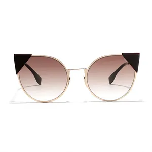 Stylish retro cat-eye metal sunglasses with gradient lenses and triangular corner accents.