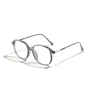Stylish oversized TR90 transparent grey frame plain glasses for a flattering look.
