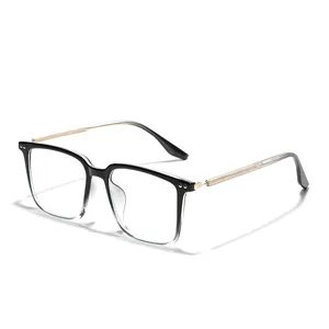 Stilvolle quadratische Retro-TR-Brille für Damen und Herren, klare Gläser, schwarz