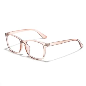 Transparente rosa quadratische Brillenfassung für Damen im klassischen College-Stil