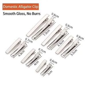 Silver metal duckbill hair clips in various sizes 3cm to 7.5cm for DIY hair accessories