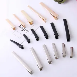Selection of gold, black, and silver metal alligator hair clips for DIY jewelry crafts