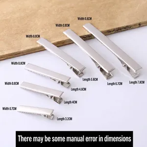 Multiple sizes of silver metal duckbill hair clips for DIY handmade accessory projects