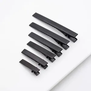 Set of matte black metal alligator hair clips in six different sizes for DIY hair crafts