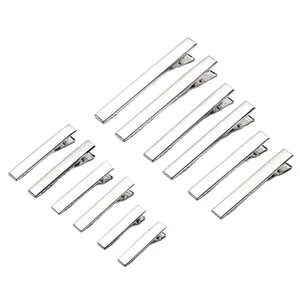 Set of twelve silver metal alligator duckbill hair clips for DIY hair accessory making