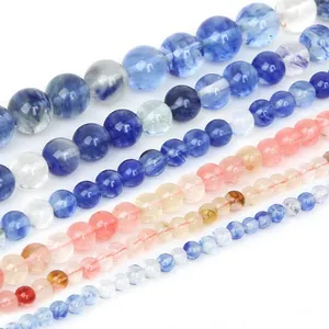 Watermelon Pink Blue White Round Glass Loose Beads For Women DIY Bracelet Necklace Earring Jewelry Making Accessories Supply