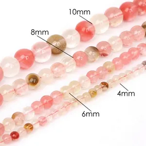 Watermelon pink round beads for DIY jewelry making available in 4mm to 10mm sizes
