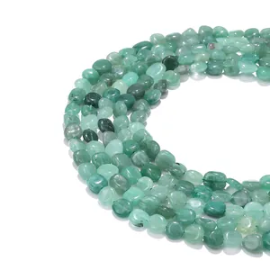 Polished natural green stone pebble beads for handmade DIY jewelry necklace bracelet