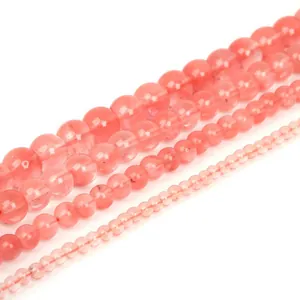 Natural pink round watermelon stone loose beads for DIY jewelry making in multiple sizes