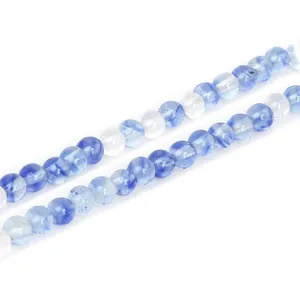 Blue and white translucent round beads for DIY handmade jewelry making materials