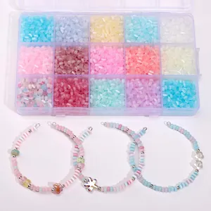 Handmade DIY jewelry making kit with colorful cat eye glass beads and storage box