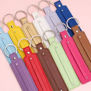 Colorful Leather Keychain Long Strip Pendant Key Ring For Bags Wallets Phone Jewelry Accessories Gift Women Men