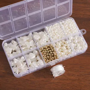 Set di perle d'imitazione fai da te assortite in scatola a 10 scomparti per gioielli.