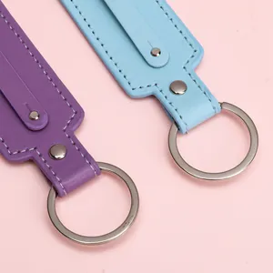 Premium colorful leather keychain accessories with silver metal rings for DIY jewelry gifts