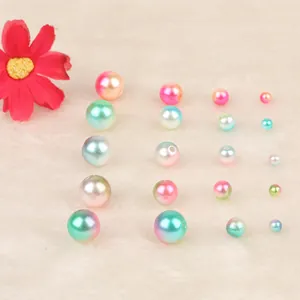Perlas de imitación redondas de ABS con degradado de colores para decoración de uñas DIY