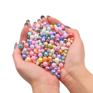 Colorful mixed ABS imitation pearls with AB coating for DIY jewelry making supplies