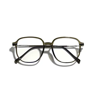Fashionable large frame TR90 glasses with olive green frames for a stylish daily look