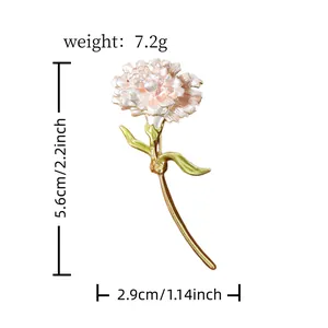 Detailed dimensions and weight of the pink enamel carnation flower brooch