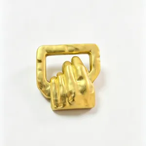 High-end abstract golden irregular brooch featuring unique hammered texture design